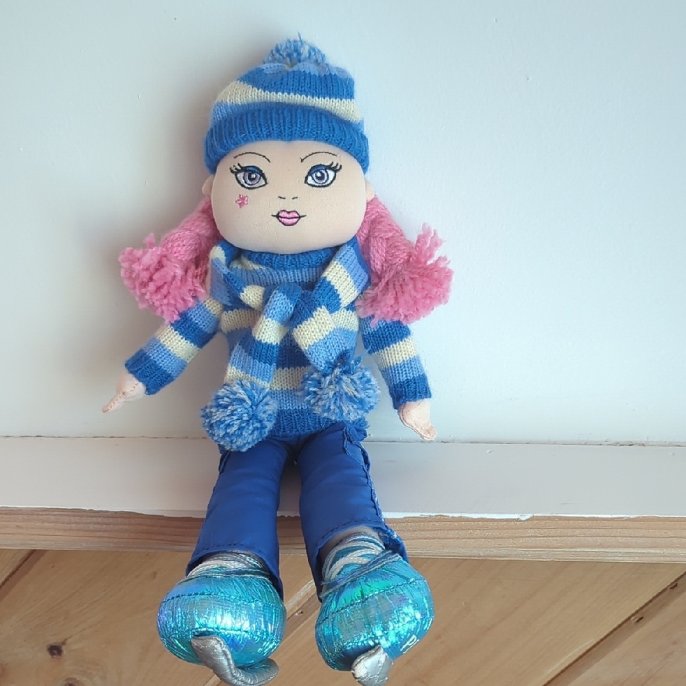 Blue & Pink Knit Winter Doll - Kids Toy